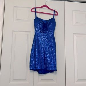 blue sequin hoco dress! nwot!!